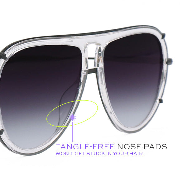 Ivy Luxe Clear Black Round Aviator Sunglasses Eco Friendly