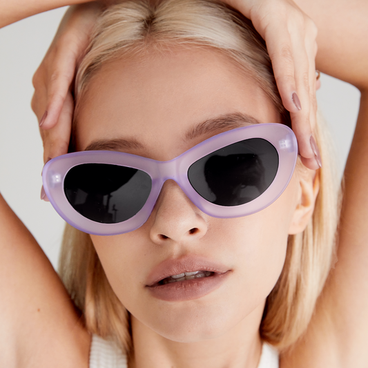 Jackie Lilac Mod Round Sunglasses With Matte Pastel Frames