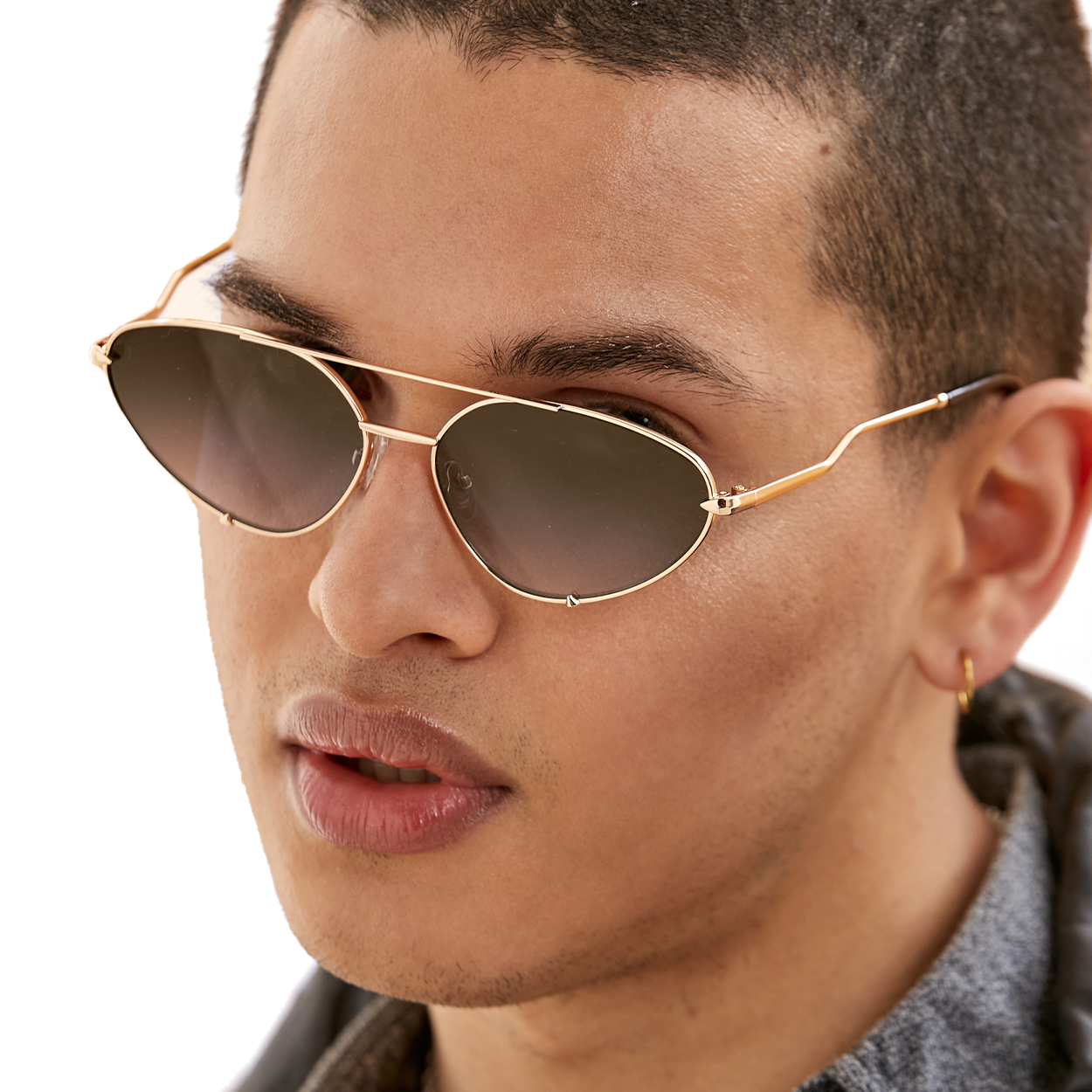 Lucky Star Faded Brown Gold Cat Eye Aviator Sunglasses
