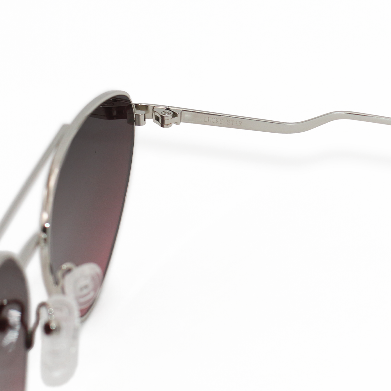 Lucky Star Cat Eye Aviator Sunglasses Ruby and Silver