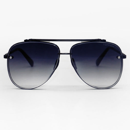 Luna Tangle Free Faded Black Round Aviator Sunglasses