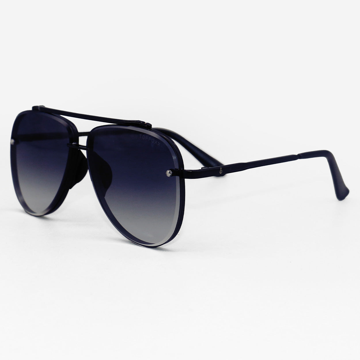 Luna Tangle Free Faded Black Round Aviator Sunglasses