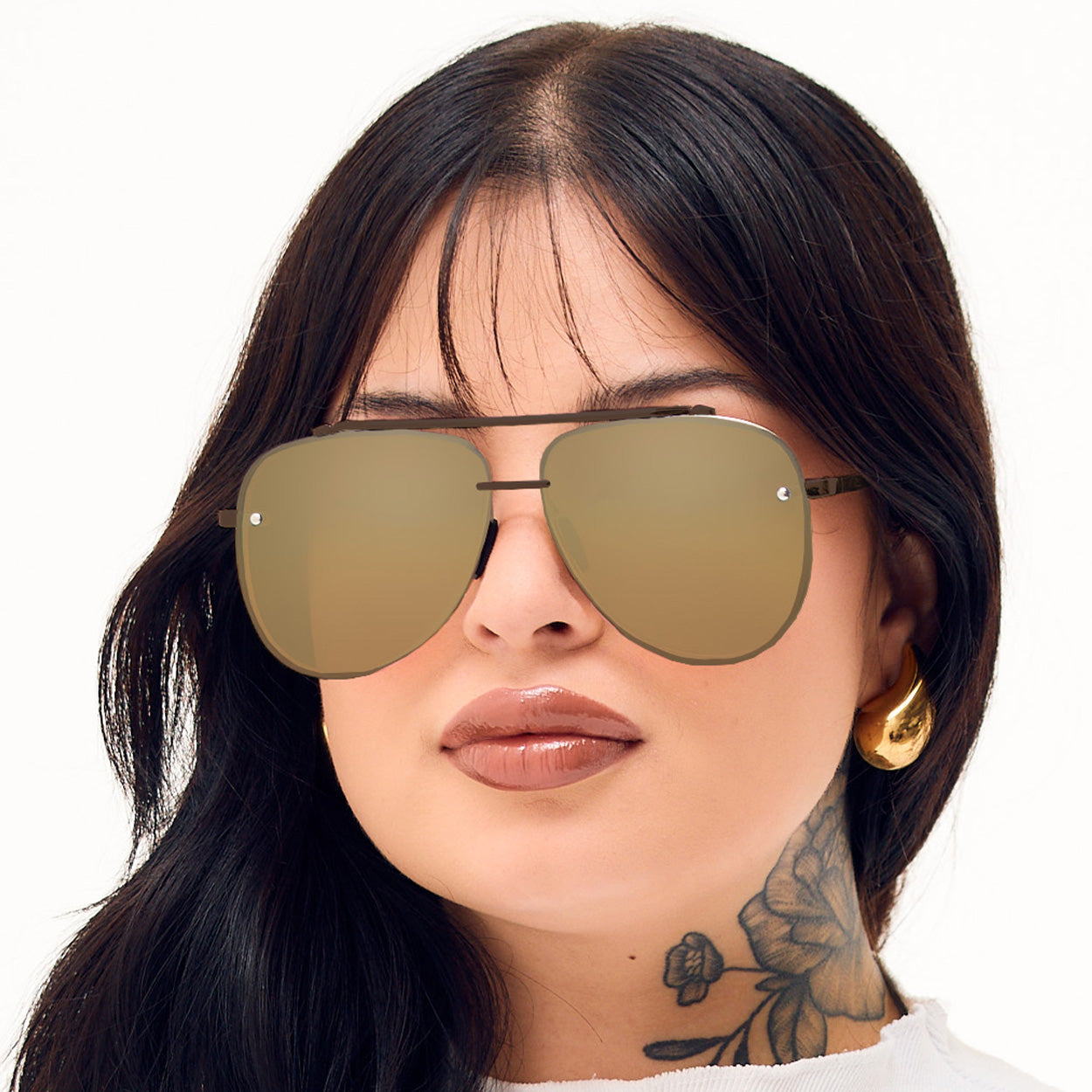 Luna Tangle Free Copper Aviator Sunglasses Stylish Comfort