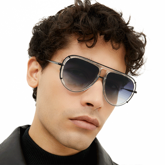 Ivy Luxe Clear Black Round Aviator Sunglasses Eco Friendly