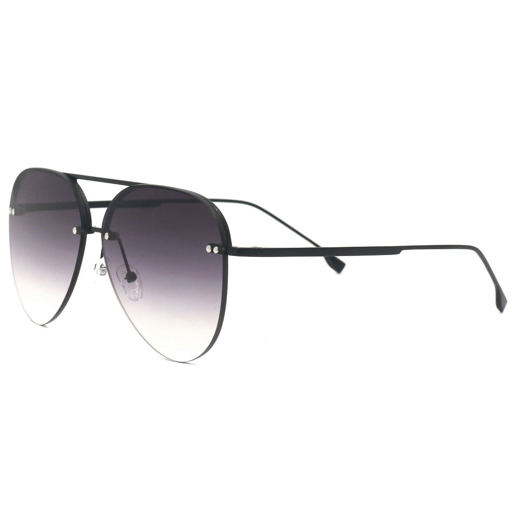Smaller Megan 2 Faded Black Metal Aviator Sunglasses