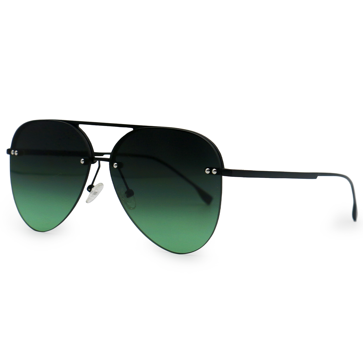 Smaller Megan 2 Dark Green Metal Aviator Sunglasses