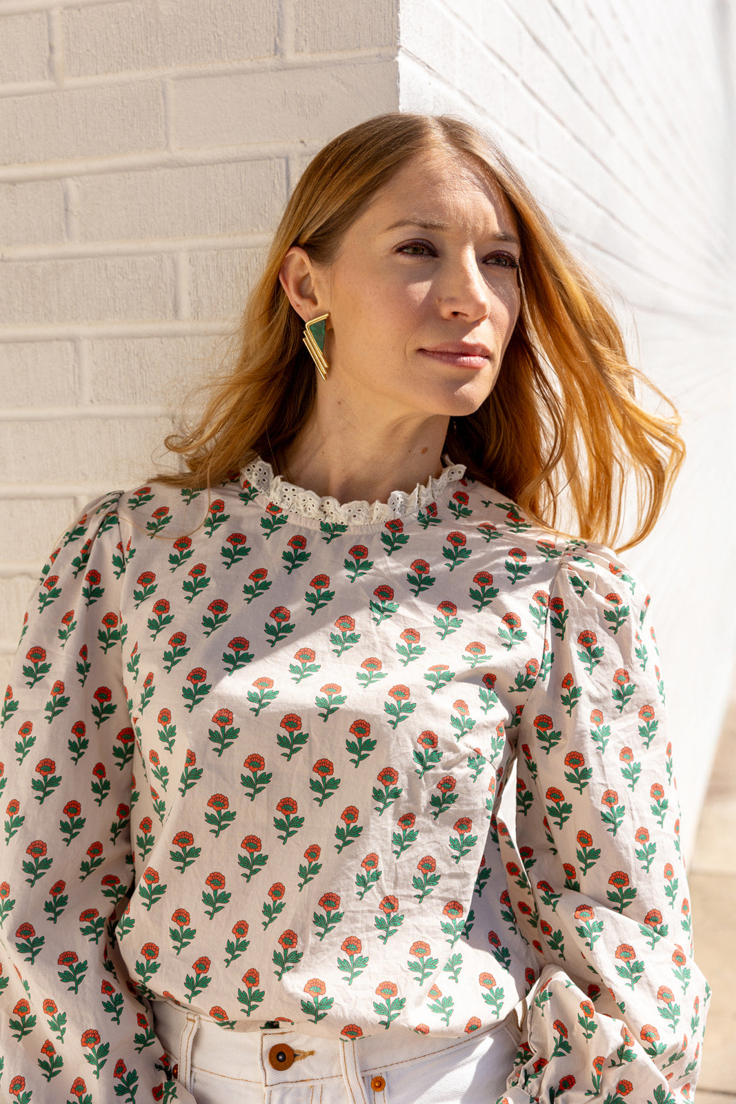 Blusa de encaje vintage Dallas Top con mangas abullonadas y estilo romántico