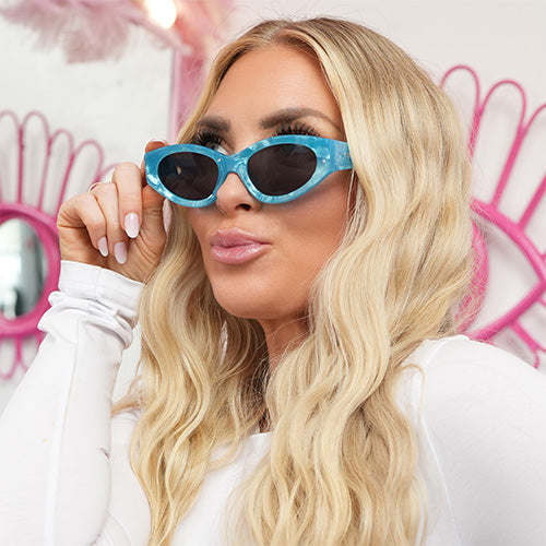 Kat X Money Moves Blue Cateye Sunglasses Limited Edition