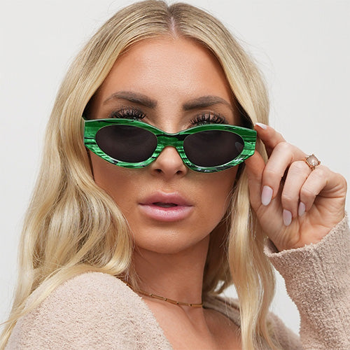 Kat X Money Moves Green Cateye Sunglasses By Kat Fairchild