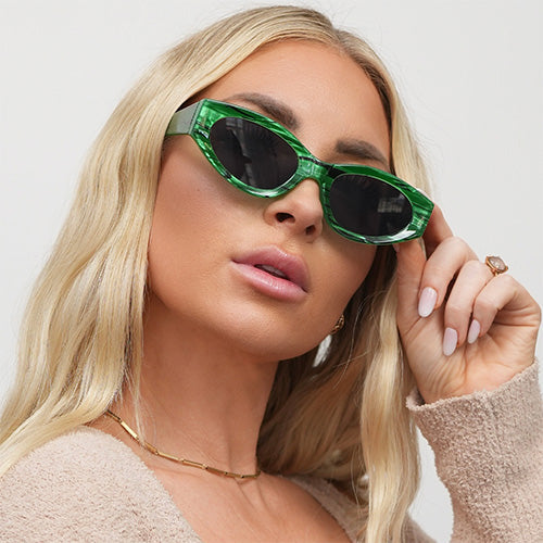 Kat X Money Moves Green Cateye Sunglasses By Kat Fairchild