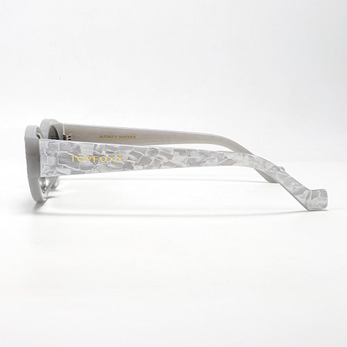 Kat X Money Moves Silver Cateye Sunglasses By TopFoxx