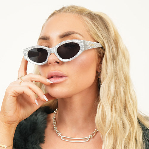 Kat X Money Moves Silver Cateye Sunglasses By TopFoxx