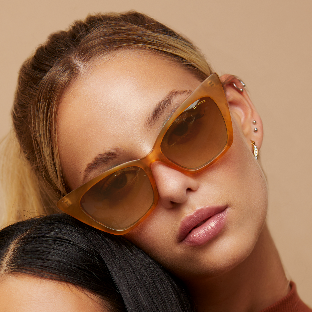 Nature Amber Fossils Cat Eye Sunglasses Gradient Lenses