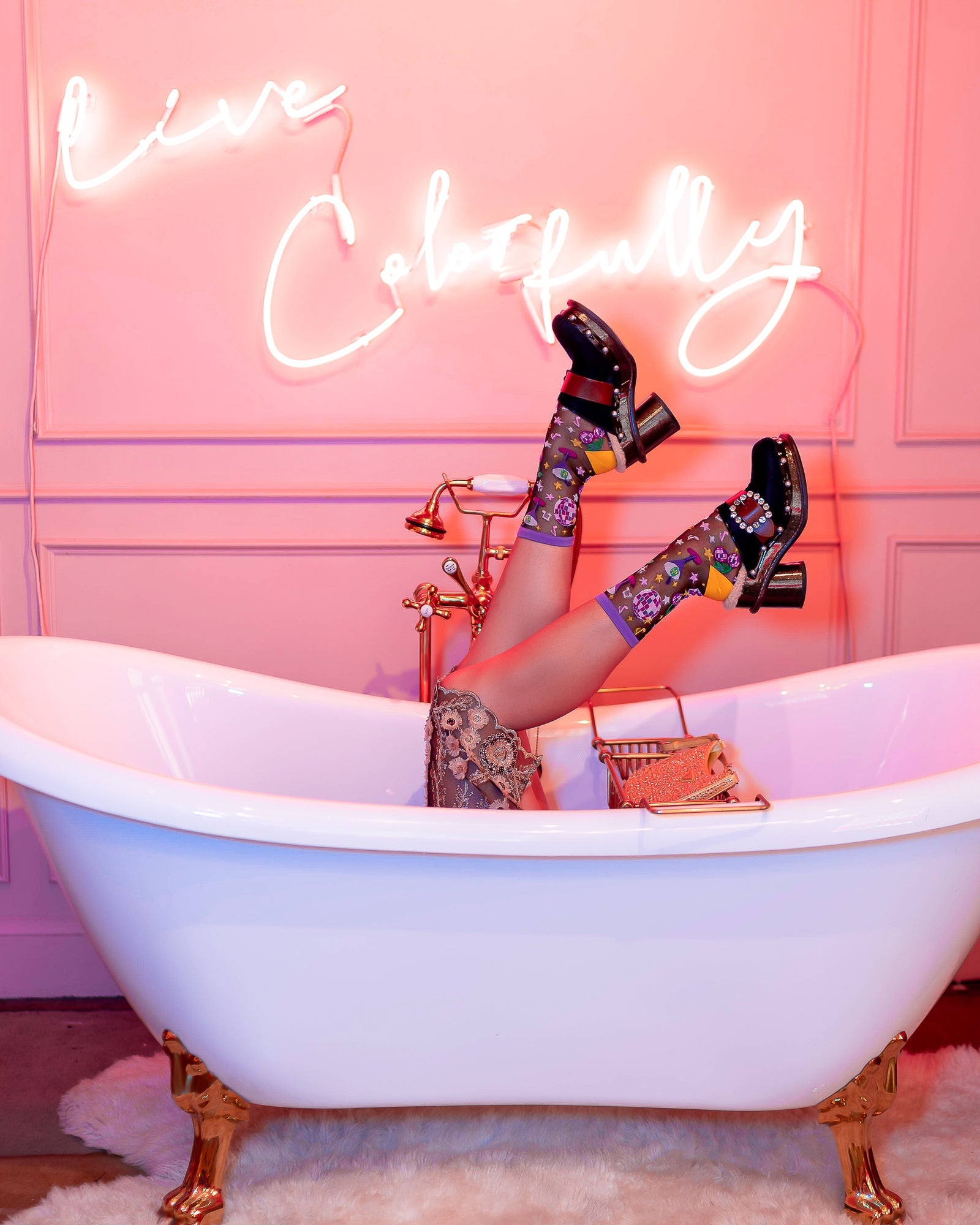 80s Disco Black Sheer Crew Sock One Size Party Night Vibe