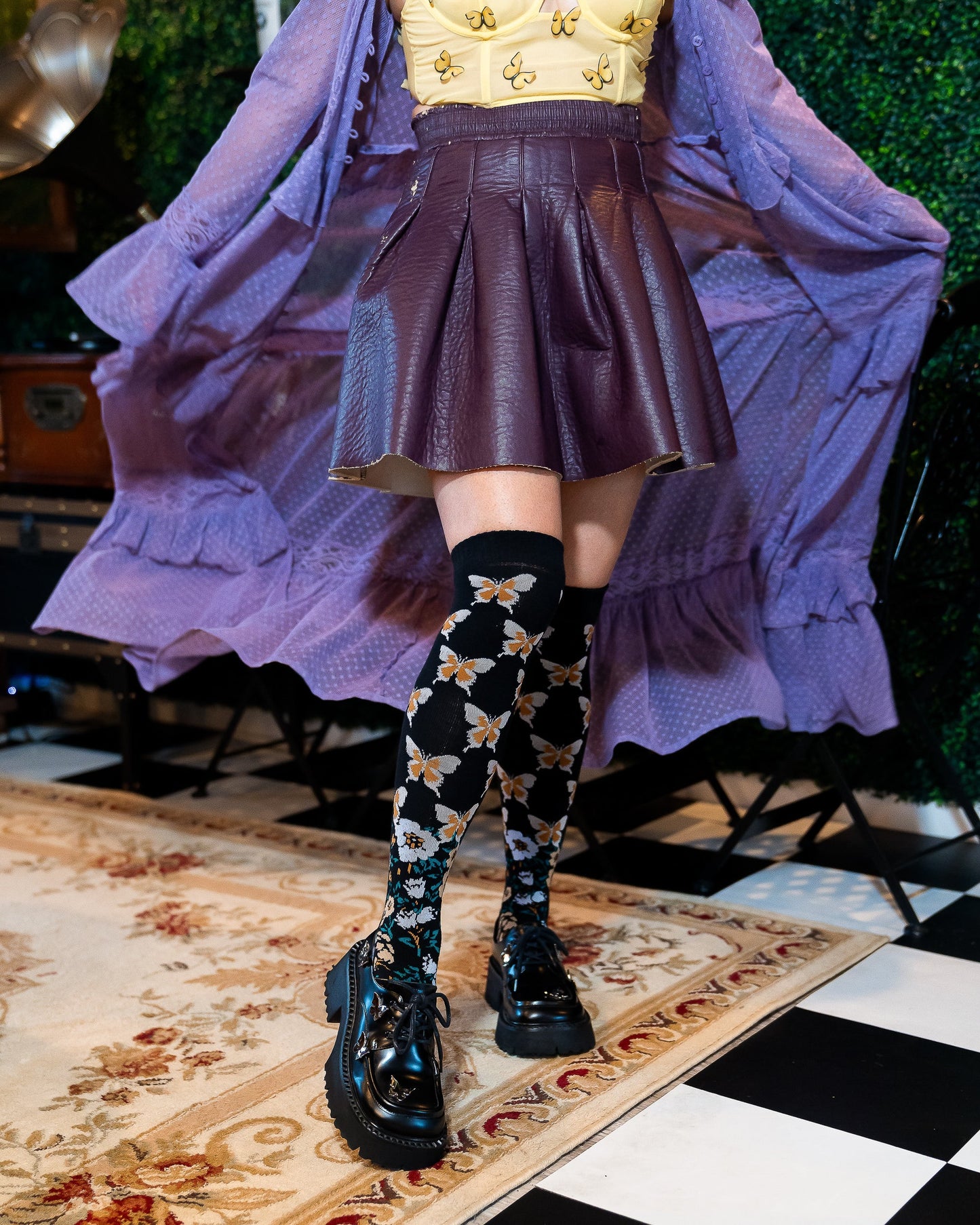 Butterfly Craze Knee High Socks With Halloween Flair