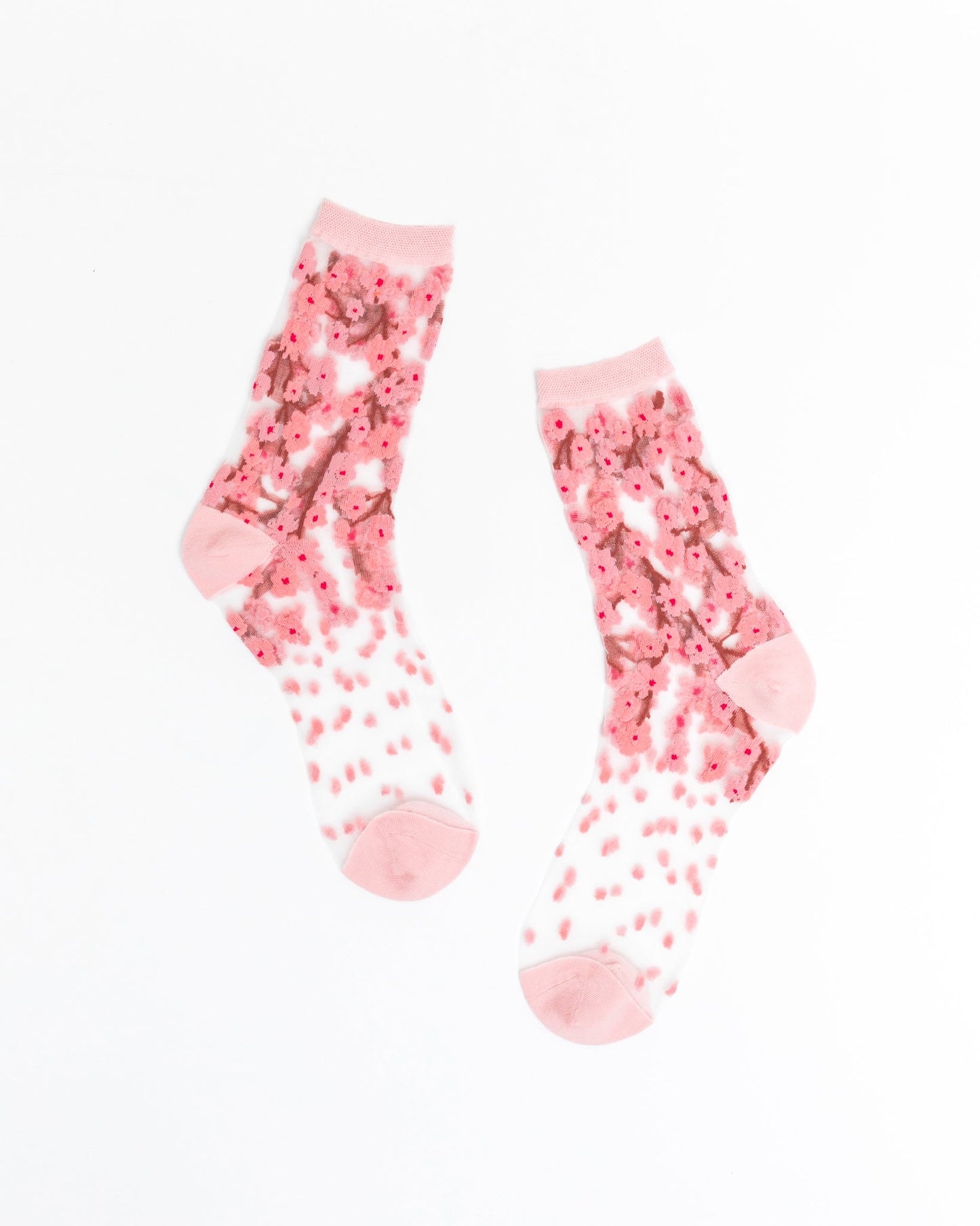 Cherry Blossom Sheer Crew Sock Floral Spring Bridal Party