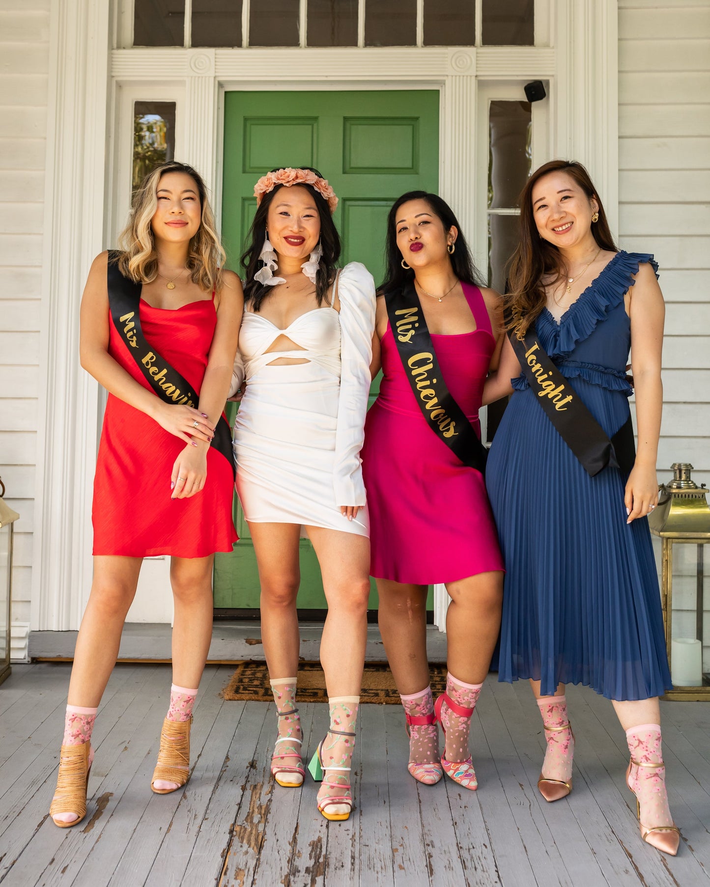 Cherry Blossom Sheer Crew Sock Floral Spring Bridal Party