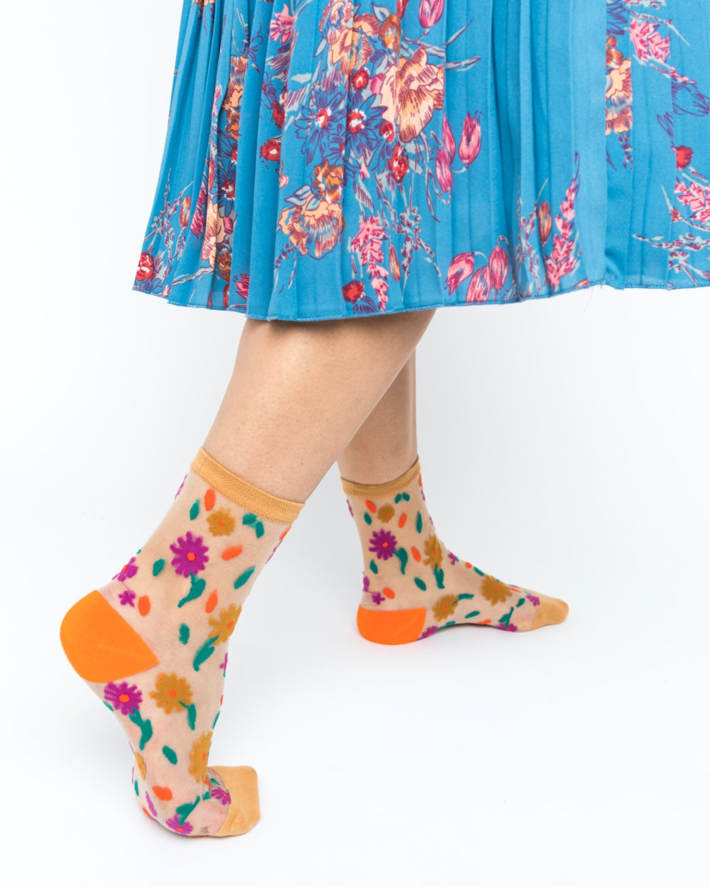 Ditsy Floral Sheer Ankle Sock For Spring And Heeled Mules