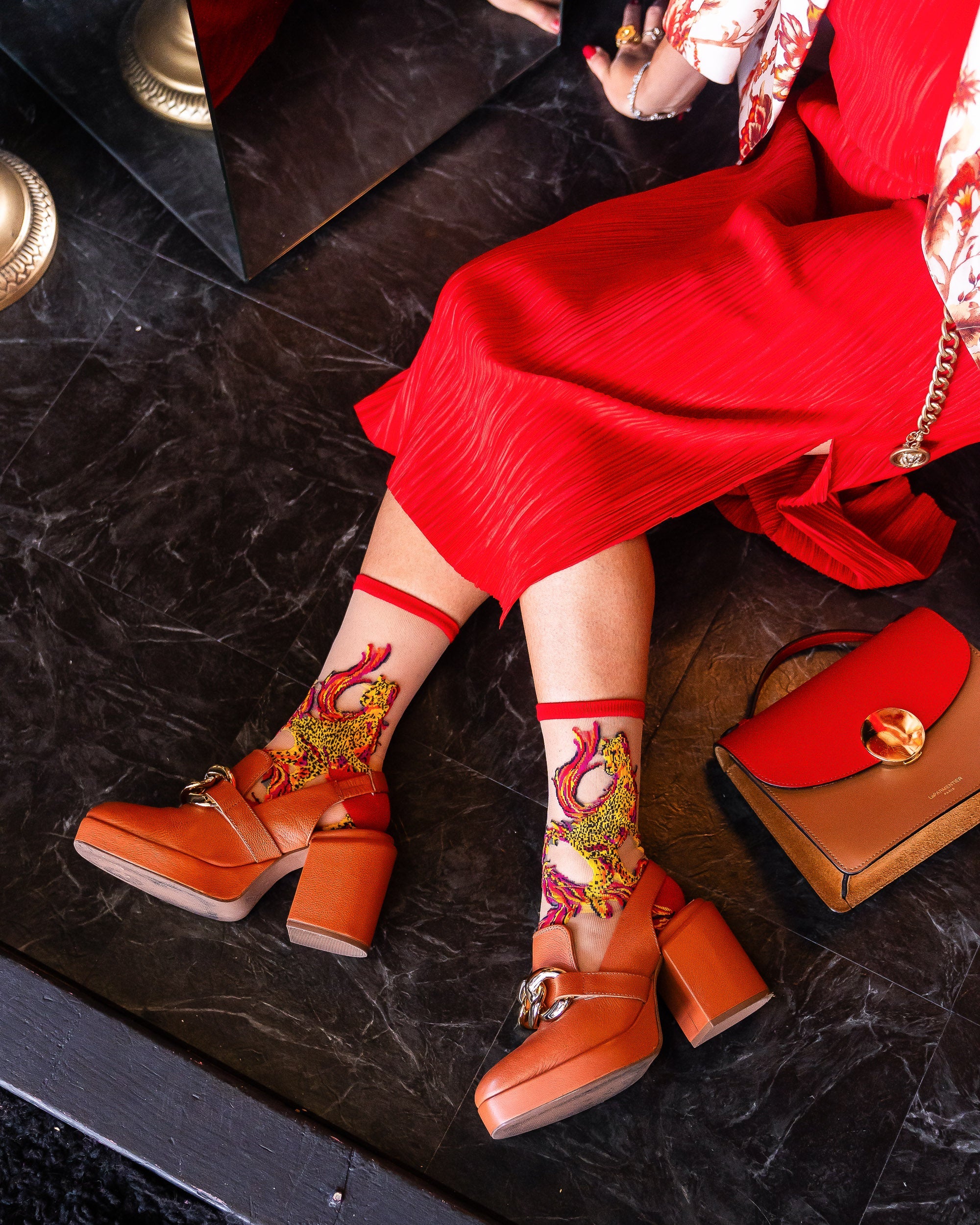 Flaming Cheetah Sheer Crew Sock By Sock Candy Limited Run