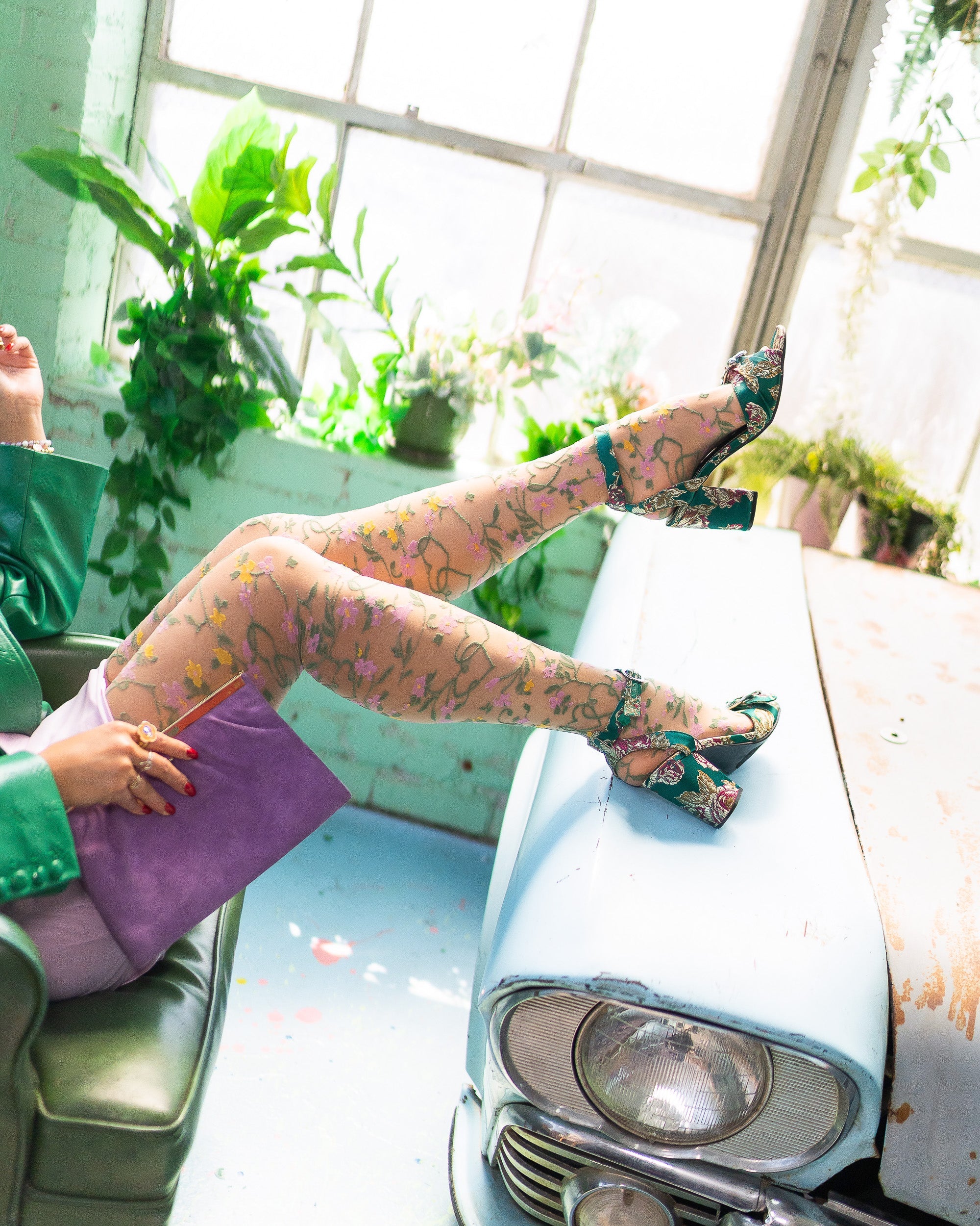 Heart Floral Sheer Thigh High Stockings By Sock Candy