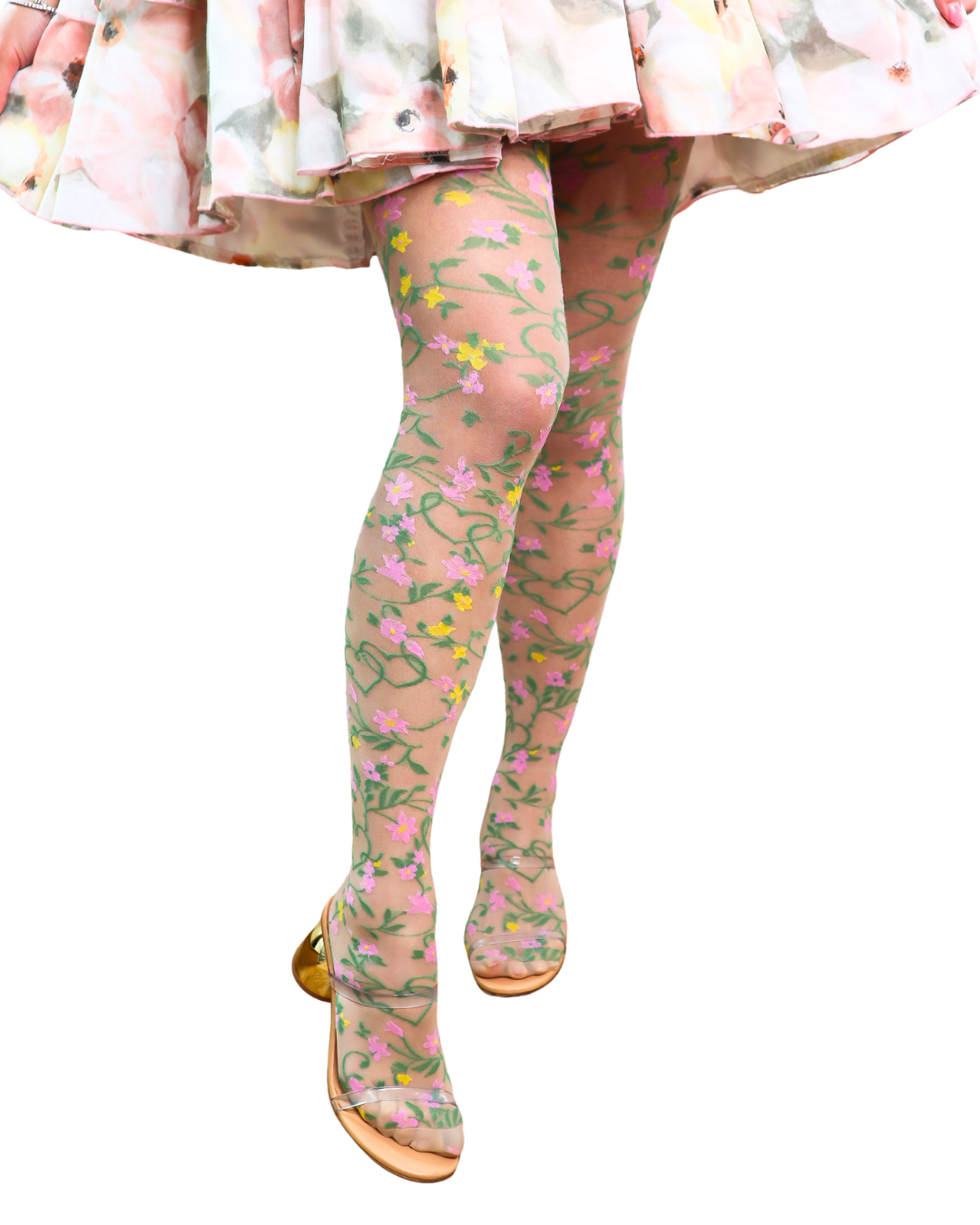 Heart Floral Sheer Thigh High Stockings By Sock Candy