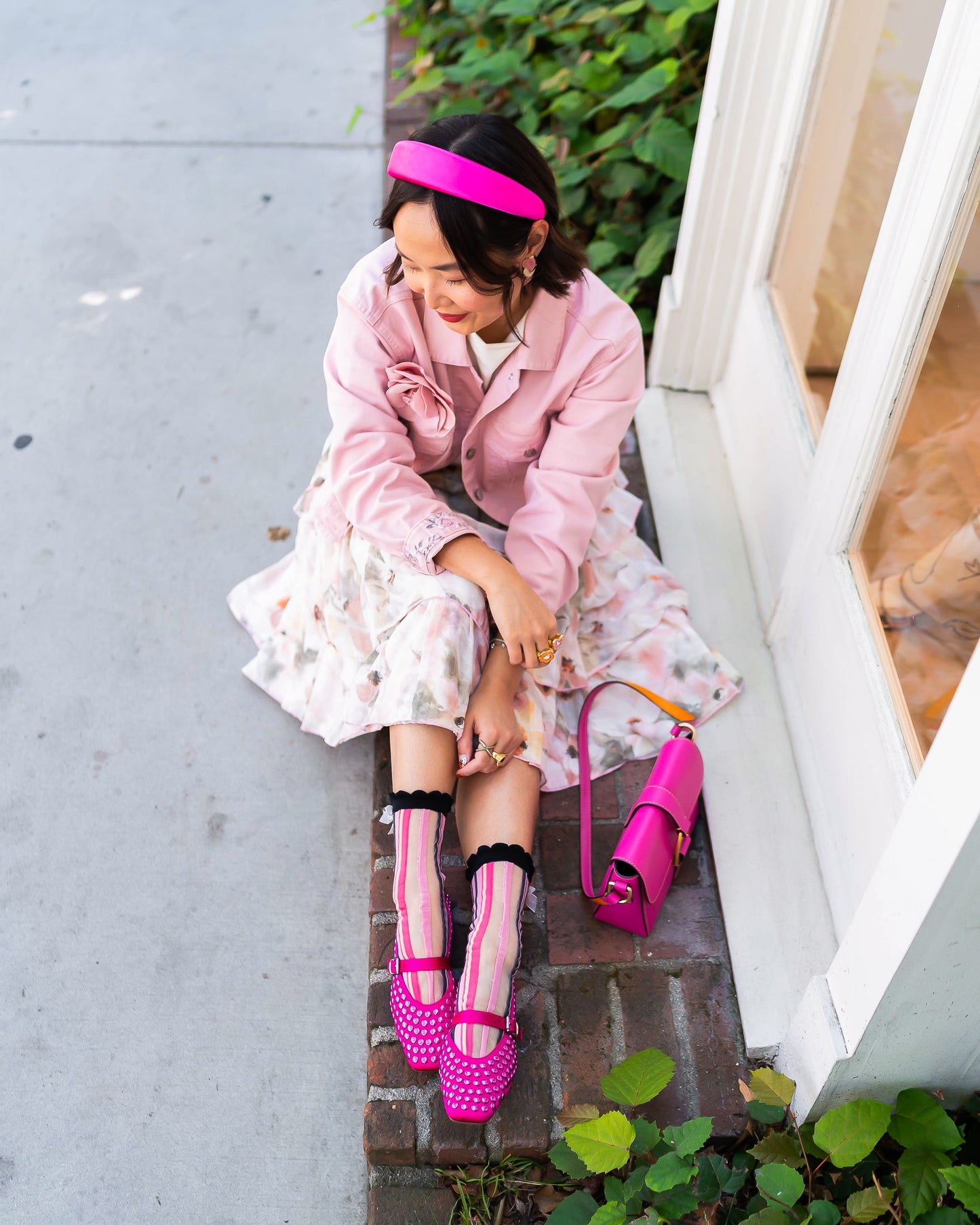 Parisian Stripe Ruffle Bow Sheer Crew Sock Women Collection