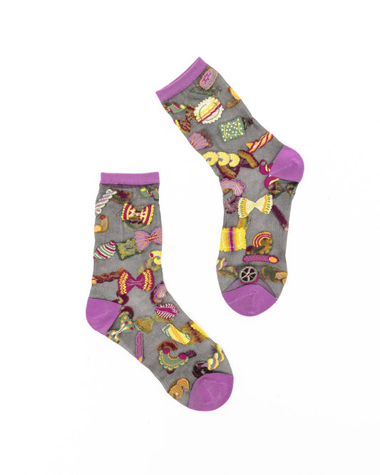 Pasta Black Sheer Crew Socks From Sock Candy Bold