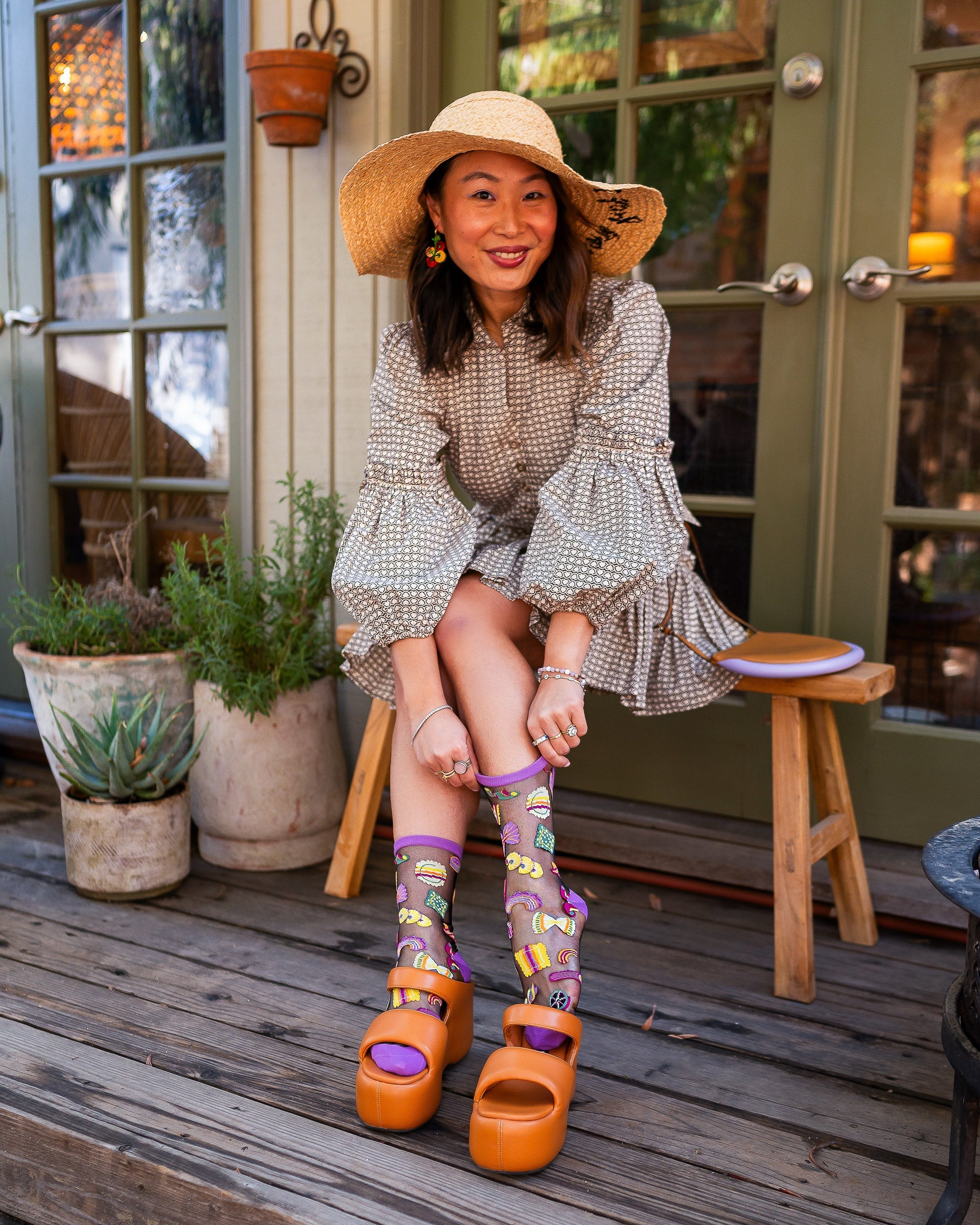 Pasta Black Sheer Crew Socks From Sock Candy Bold