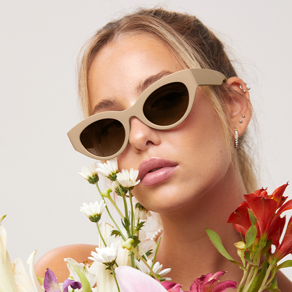 Elizabeth Nude Sunglasses TopFoxx Oval Cat Eye Matte Finish