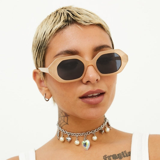 Came To Win Nude Unisex Geometric Sunglasses Topfoxx