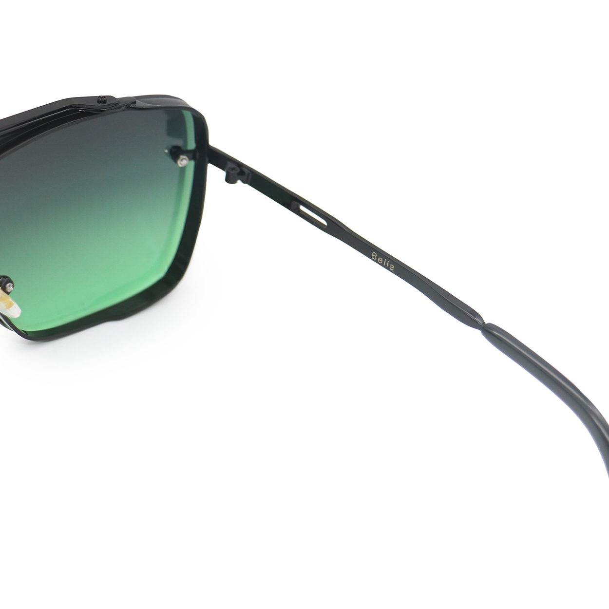 Bella Tangle Free Dark Green Oversized Squared Aviators