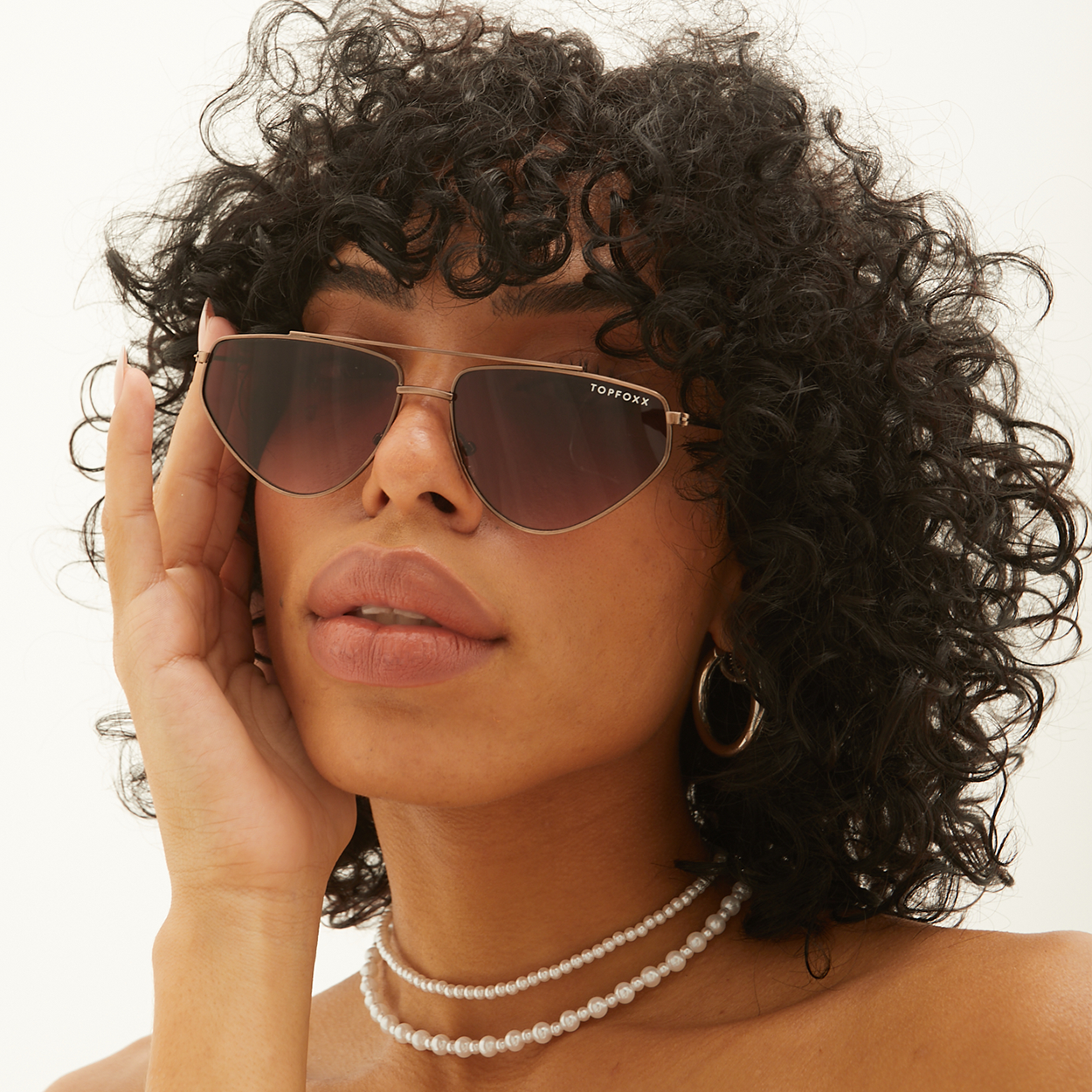 Hasta La Vista Brown Geometric Cat Eye Aviator Sunglasses