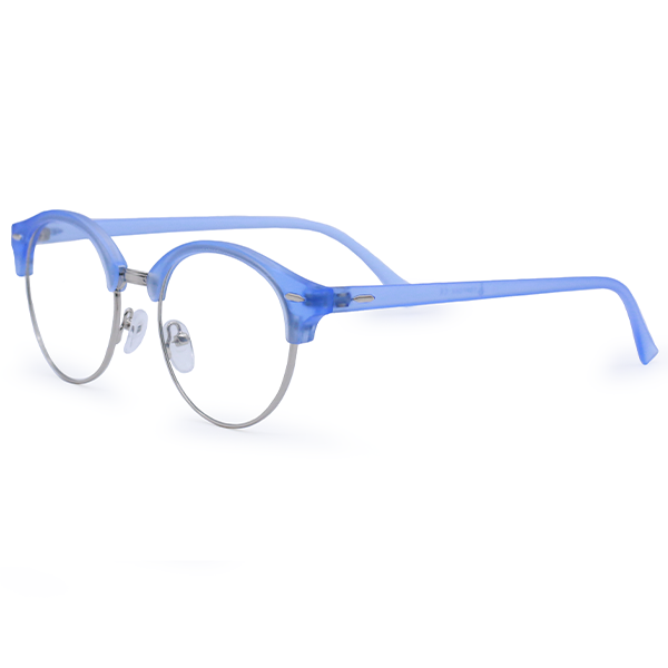 Harper Icy Blue Retro Round Frames With Metal Rims Matte