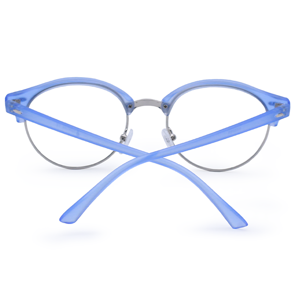 Harper Icy Blue Retro Round Frames With Metal Rims Matte