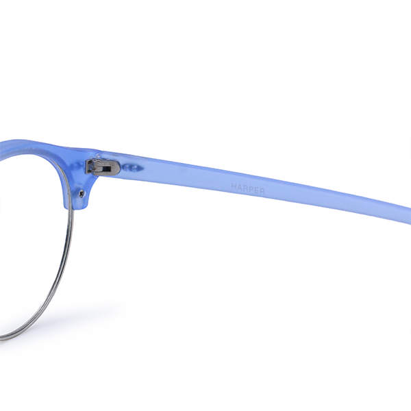 Harper Icy Blue Retro Round Frames With Metal Rims Matte