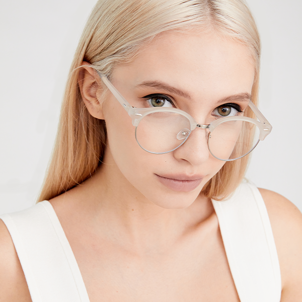Harper Bold Retro Round Frames Nude by TopFoxx Eyewear