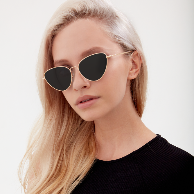 TopFoxx Felina Black Gold Cat Eye Sunglasses Limited