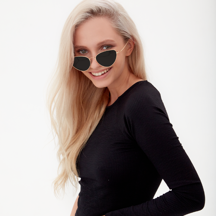 TopFoxx Felina Black Gold Cat Eye Sunglasses Limited