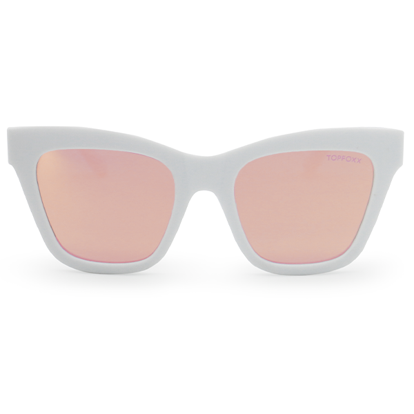Cosmo White Rose Gold Sunglasses Oversized Cat Eye Frames
