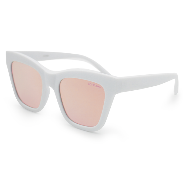 Cosmo White Rose Gold Sunglasses Oversized Cat Eye Frames