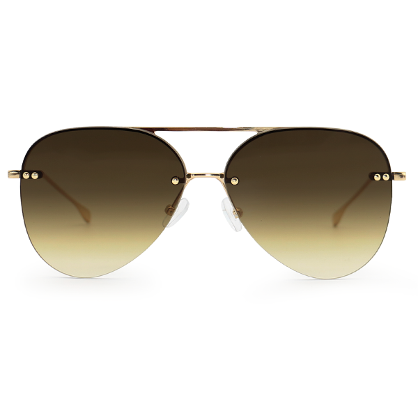 Smaller Megan 2 Olive Metal Aviator Sunglasses Gold Frame