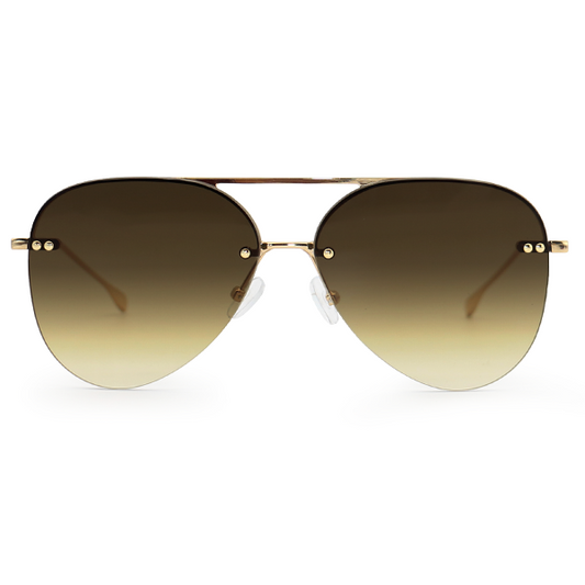 Smaller Megan 2 Olive Metal Aviator Sunglasses Gold Frame
