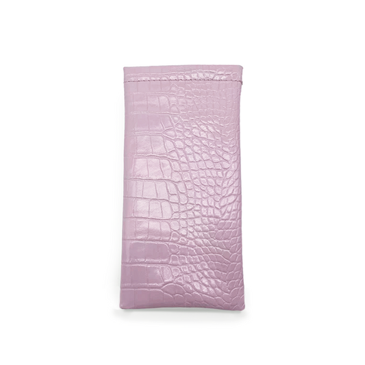 Lilac Faux Croco Soft Pouch Cosmetic Bag Organizer TopFoxx