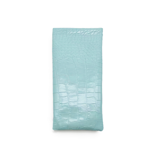 Turquoise Faux Croco Pouch Soft Travel Wallet Organizer