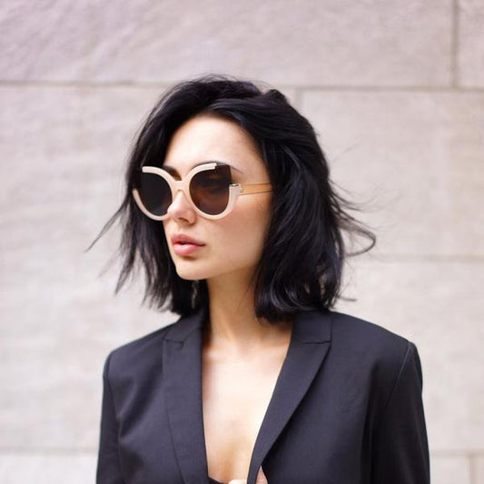 Sustainable Chloe Sunglasses Nude Frame Brown Lens Cat Eye