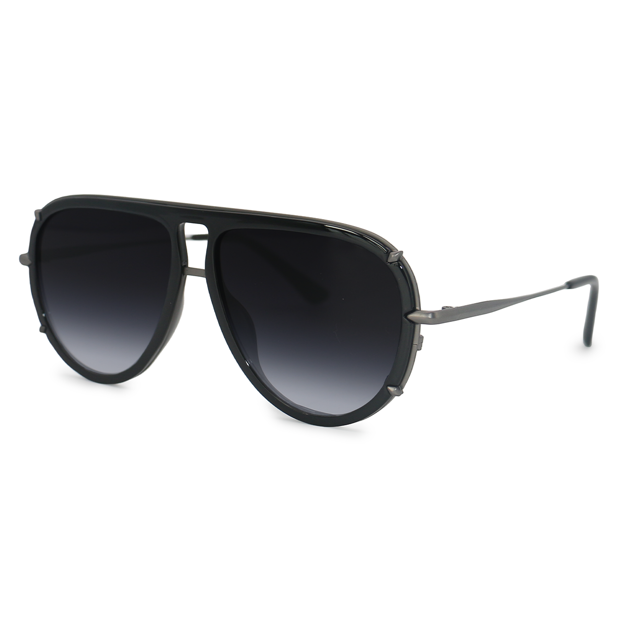 Ivy Luxe Black Tangle Free Round Aviator Sunglasses