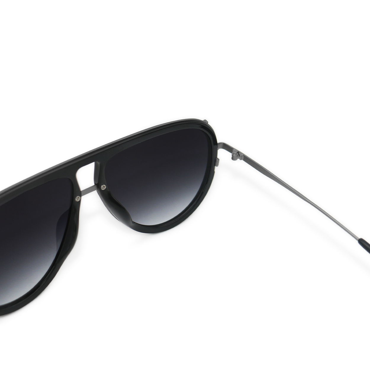 Ivy Luxe Black Tangle Free Round Aviator Sunglasses