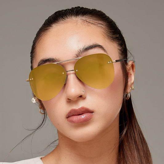 Smaller Megan 2 Mirrored Bronze Aviator Sunglasses
