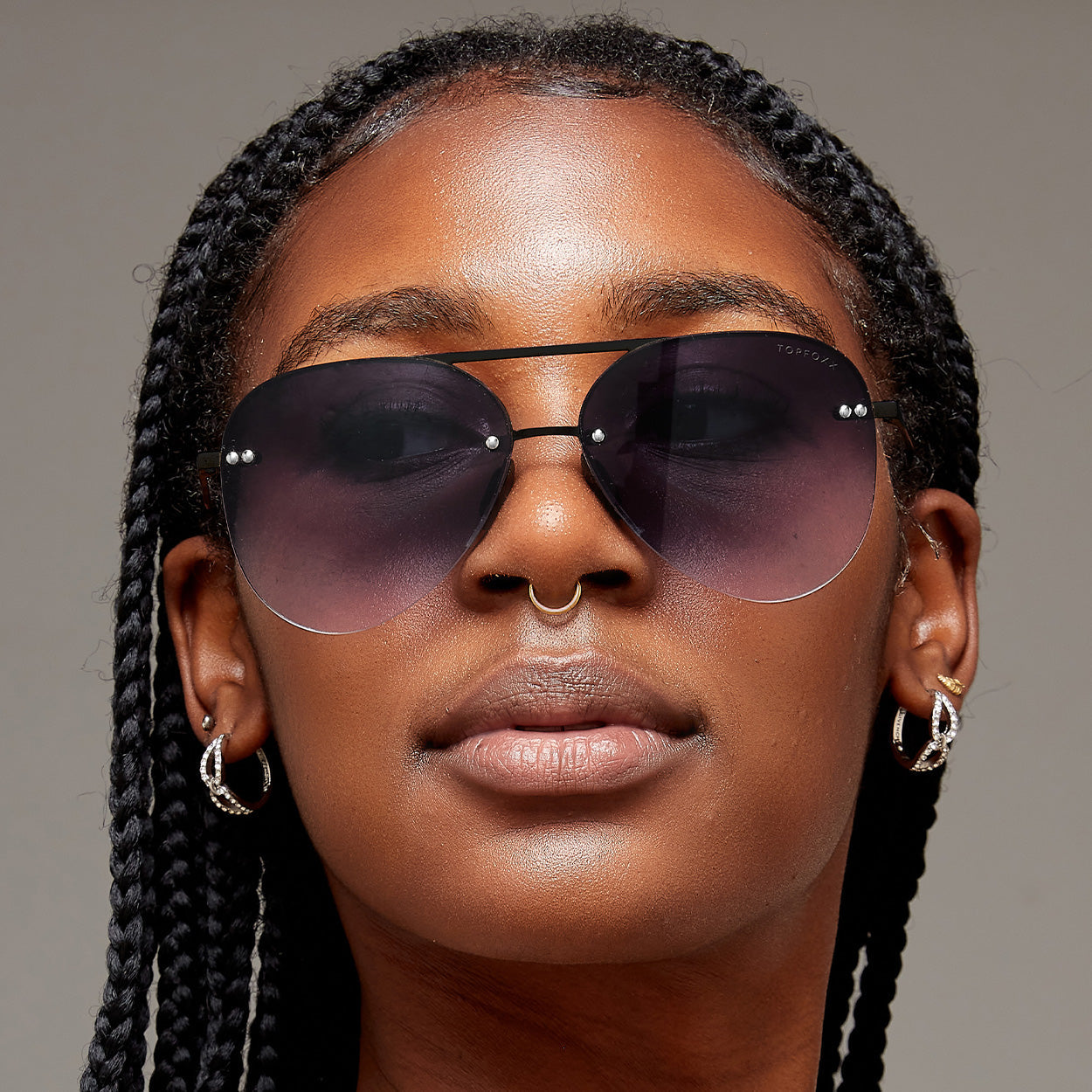 Smaller Megan 2 Faded Black Tangle Free Aviator Sunglasses