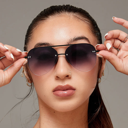 Smaller Megan 2 Faded Black Tangle Free Aviator Sunglasses